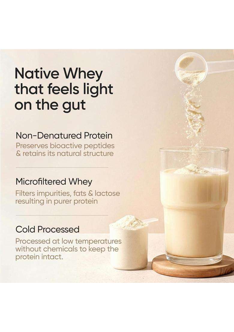 Wellbeing Nutrition Clean Whey Protein Isolate 1kg Unflavoured | 31g Protein, 7.1g Bcaa | 4B CFU Probiotics & Natural Digestive Enzymes - Indya