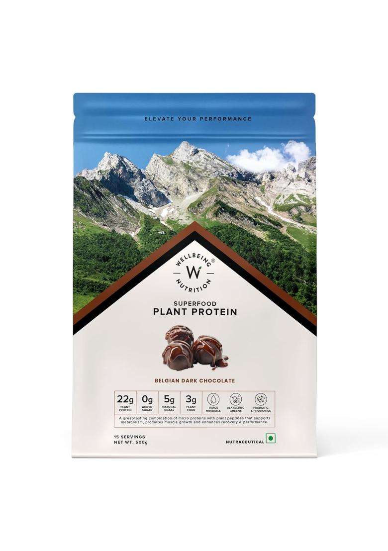 Wellbeing Nutrition Organic Vegan Plant Protein Isolate 22g | 22g Protein, 5g Bcaa, 3B CFU Probiotics, Enzymes, 3g Fiber, 5 Alkalizing Greens - Indya