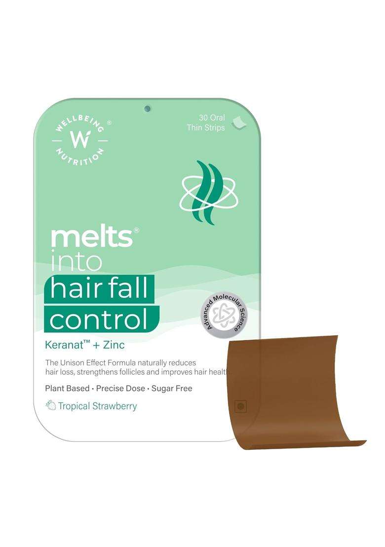 Wellbeing Nutrition Melts Hair Fall Control | Clinically Proven Keranat, Zinc, Biotin - Indya