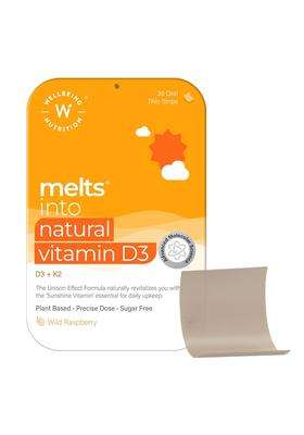 Wellbeing Nutrition Melts Natural Vitamin D3 600IU + K2 as MK7 with Resveratrol, Vitamin A