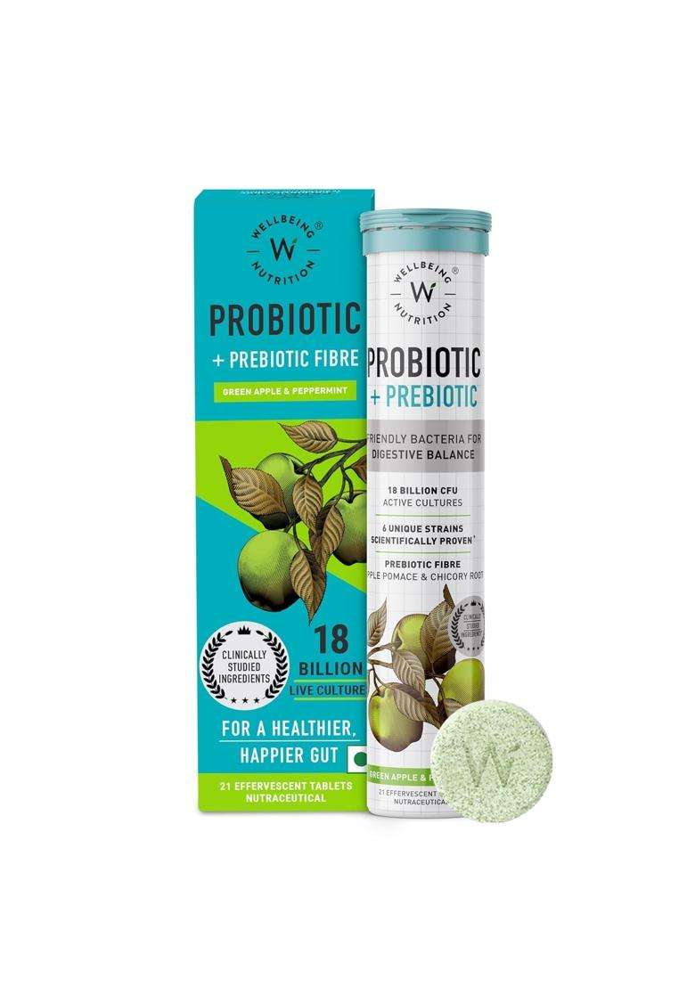 Wellbeing Nutrition Daily Probiotics + Prebiotics, Gut Health Supplement 18 Billion CFU with Organic Chicory Root - Indya