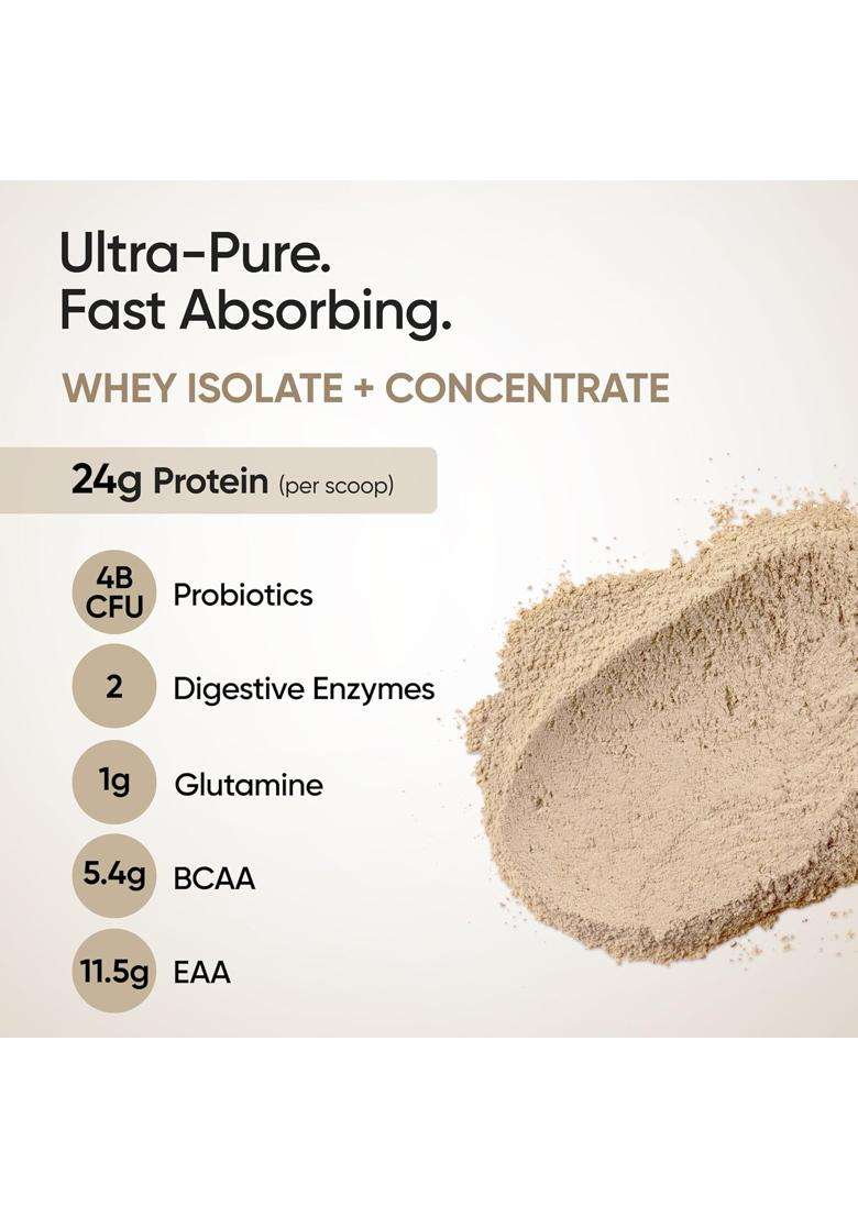 Wellbeing Nutrition Clean Whey Protein Isolate & Concentrate 1Kg Cappuccino - Indya