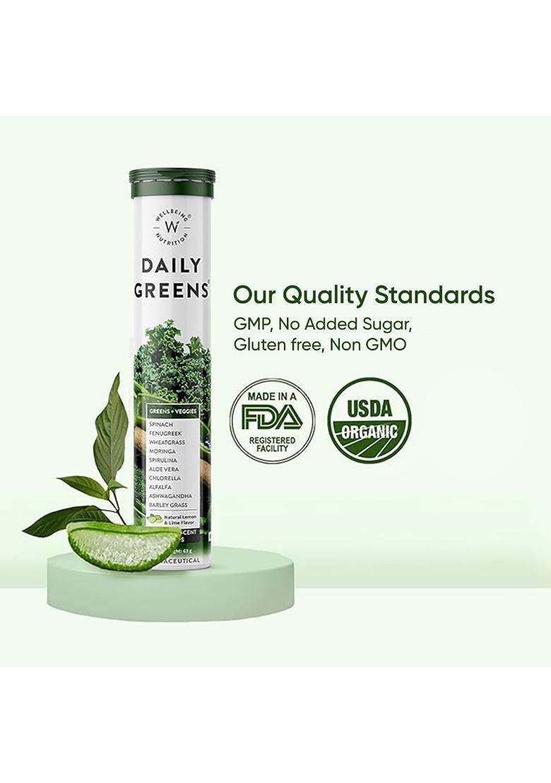 Wellbeing Nutrition Daily Greens (15 Effervescent Tablets) - Indya
