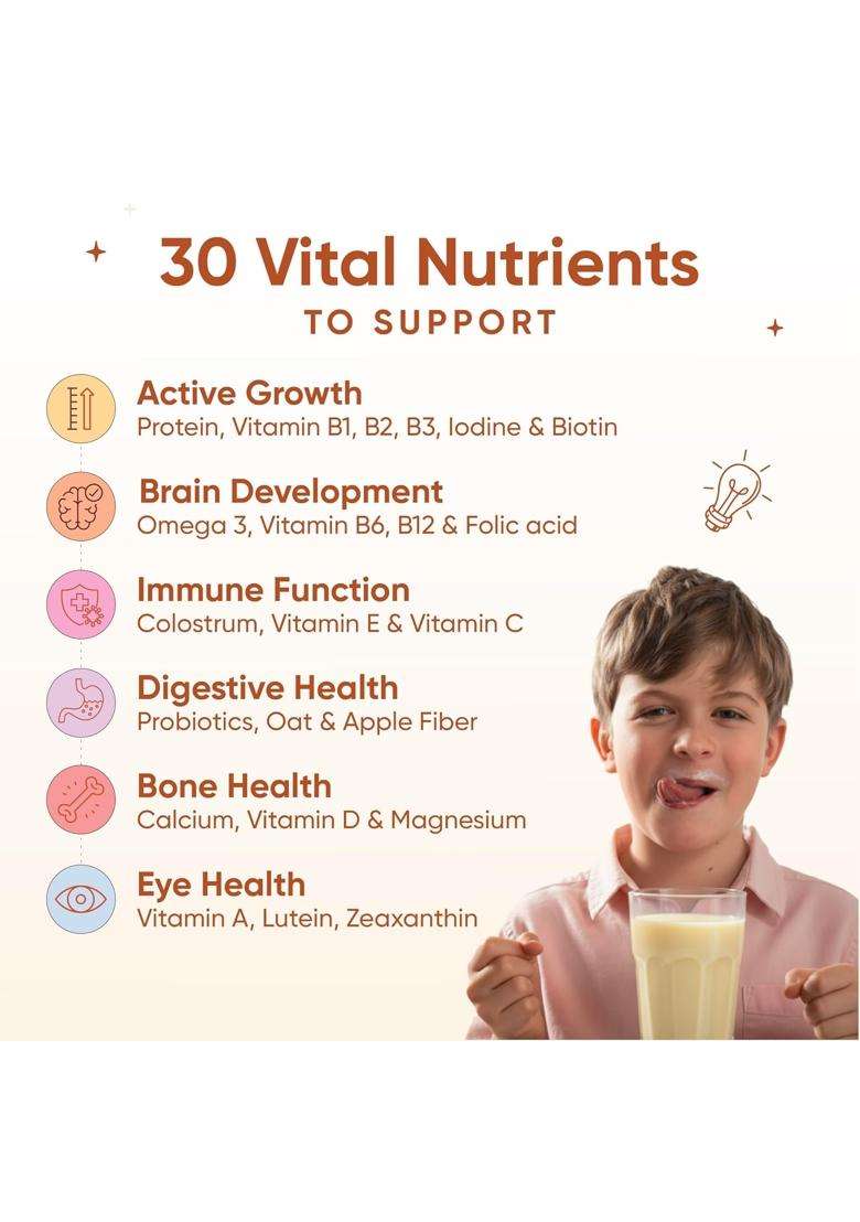 Wellbeing Nutrition Kids Superfuel 7+years 9g | Zero Added Sugar | 9g Milk Protein Isolate, 23 Vitamins & Minerals, 100mg DHA, 3g Fiber, Probiotics - Indya