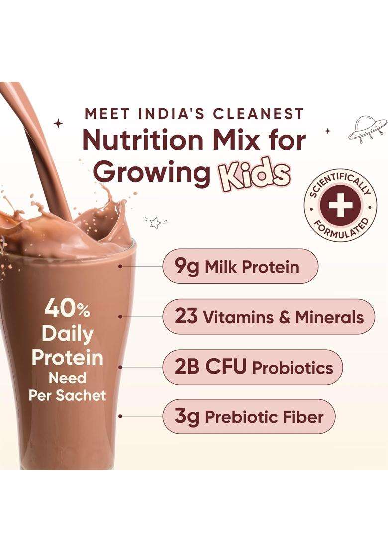 Wellbeing Nutrition Kids Superfuel 7+years 9g | Zero Added Sugar | 9g Milk Protein Isolate, 23 Vitamins & Minerals, 100mg DHA, 3g Fiber, Probiotics - Indya