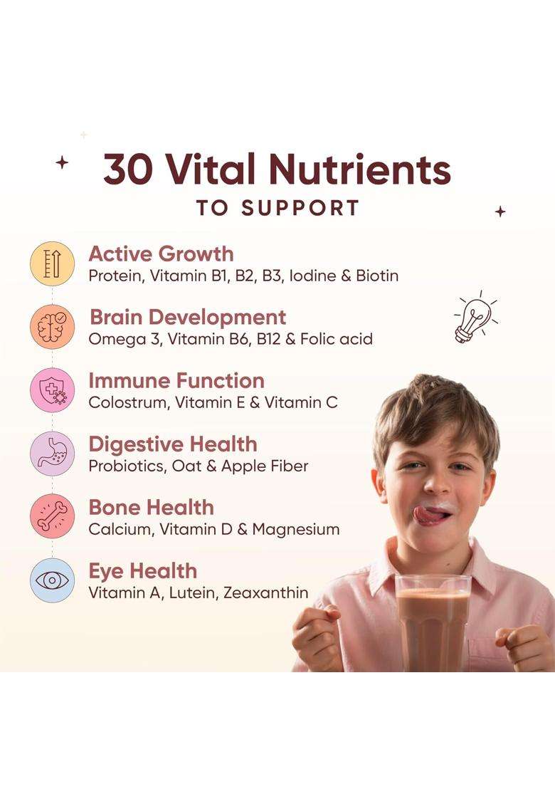 Wellbeing Nutrition Kids Superfuel 7+years 9g | Zero Added Sugar | 9g Milk Protein Isolate, 23 Vitamins & Minerals, 100mg DHA, 3g Fiber, Probiotics - Indya