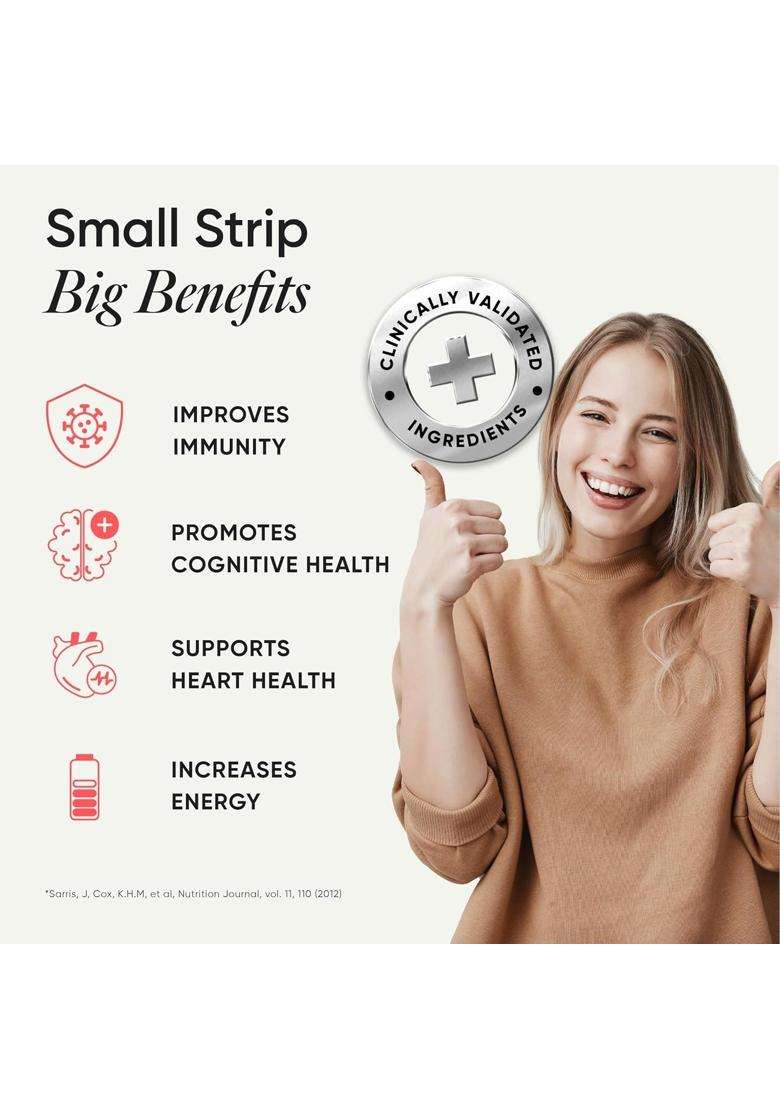 Wellbeing Nutrition Melts Plant Based Multivitamin for Men & Women with 100% RDA of Zinc, B-Complex, Vitamin C, D3 + K2(MK7), Ashwagandha & Ginseng - Indya