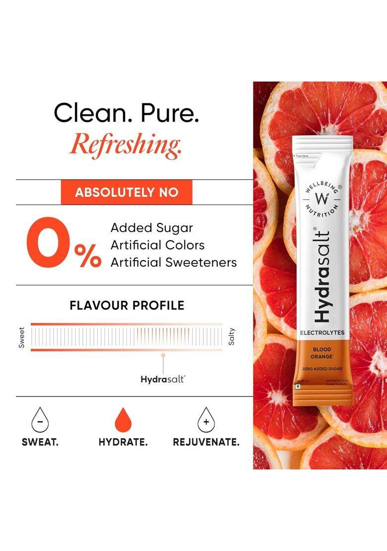 Wellbeing Nutrition HydraSalt Electrolyte Drink with Zero Added Sugar 90g (Pack of 15) - Indya