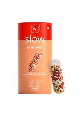 Wellbeing Nutrition Slow Liver Detox supplement with Pure Milk Thistle (80% Silymarin), Arjuna, Berberis, Detox & Digestive Enzymes 60 Veg Capsules