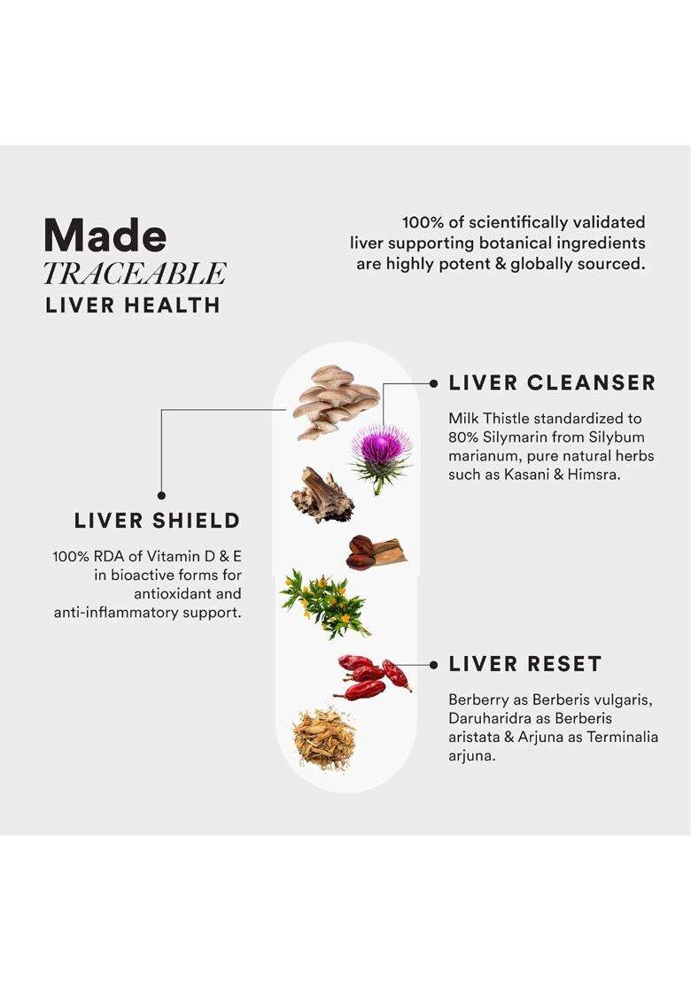 Wellbeing Nutrition Slow Liver Detox supplement with Pure Milk Thistle (80% Silymarin), Arjuna, Berberis, Detox & Digestive Enzymes 60 Veg Capsules - Indya