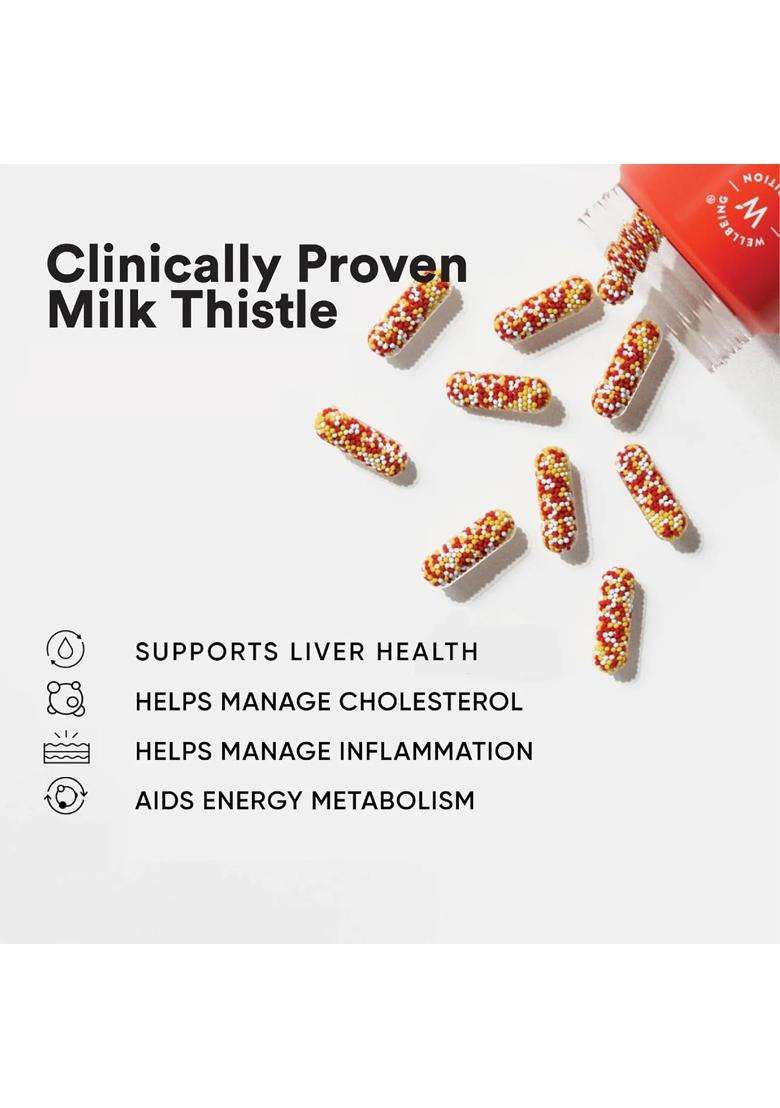 Wellbeing Nutrition Slow Liver Detox supplement with Pure Milk Thistle (80% Silymarin), Arjuna, Berberis, Detox & Digestive Enzymes 60 Veg Capsules - Indya