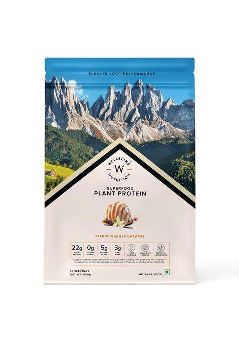 Wellbeing Nutrition Organic Vegan Plant Protein Isolate 22g | 22g Protein, 5g Bcaa, 3B CFU Probiotics, Digestive Enzyme, 3g Fiber, Alkalizing Green