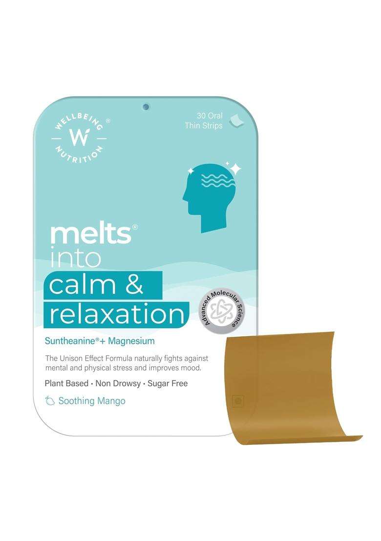 Wellbeing Nutrition Melts Calm & Relaxation | Pure Ashwagandha KSM66, L-theanine, Magnesium, Saffron & Chamomile - Indya