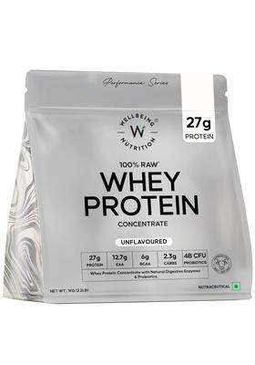 Wellbeing Nutrition Clean Whey Protein Concentrate 1kg Unflavoured | 27g Protein, 6g Bcaa | 4B CFU Probiotics & Digestive Enzymes