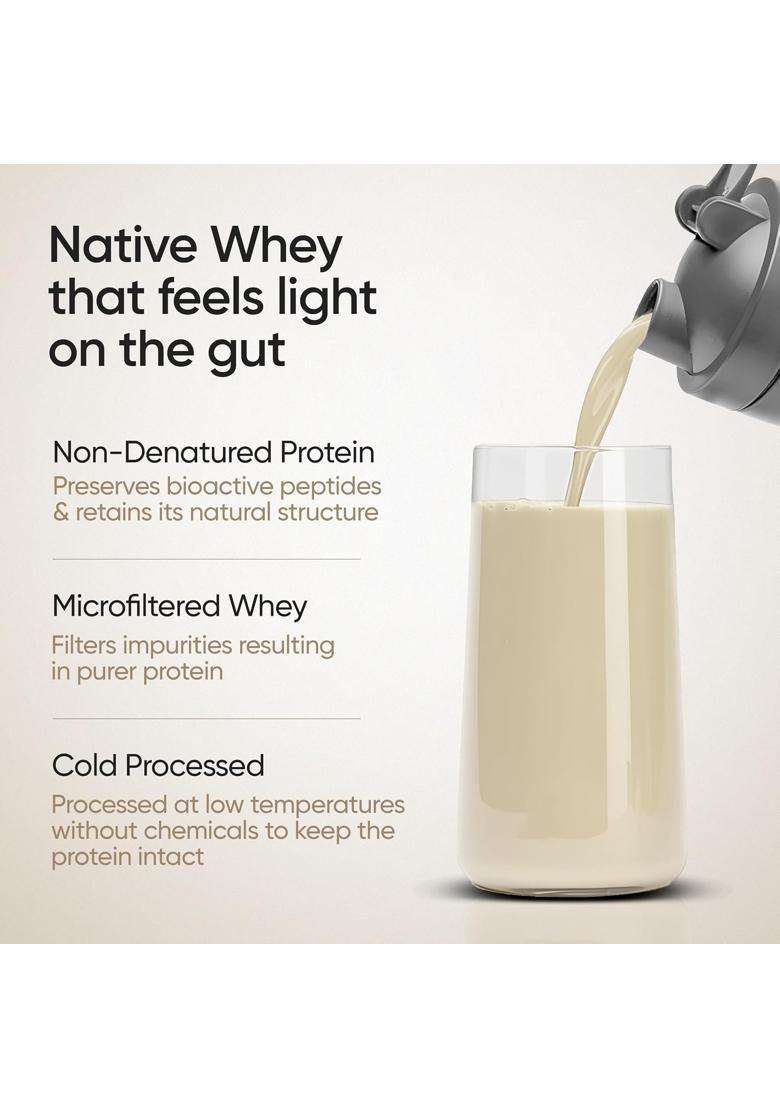 Wellbeing Nutrition Clean Whey Protein Concentrate 1kg Unflavoured | 27g Protein, 6g Bcaa | 4B CFU Probiotics & Digestive Enzymes - Indya