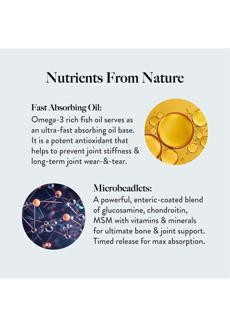 Wellbeing Nutrition Slow Bone & Joint Support Supplement with Glucosamine, Chondroitin, MSM, Calcium, Vitamin D3, Magnesium, Boswellia & Omega 3 Fish - Indya