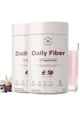 Wellbeing Nutrition Daily Fiber Powder | Weight Management, Manages Sugar Control, Bloating, Constipation & Acidity Relief | Vanilla Berry