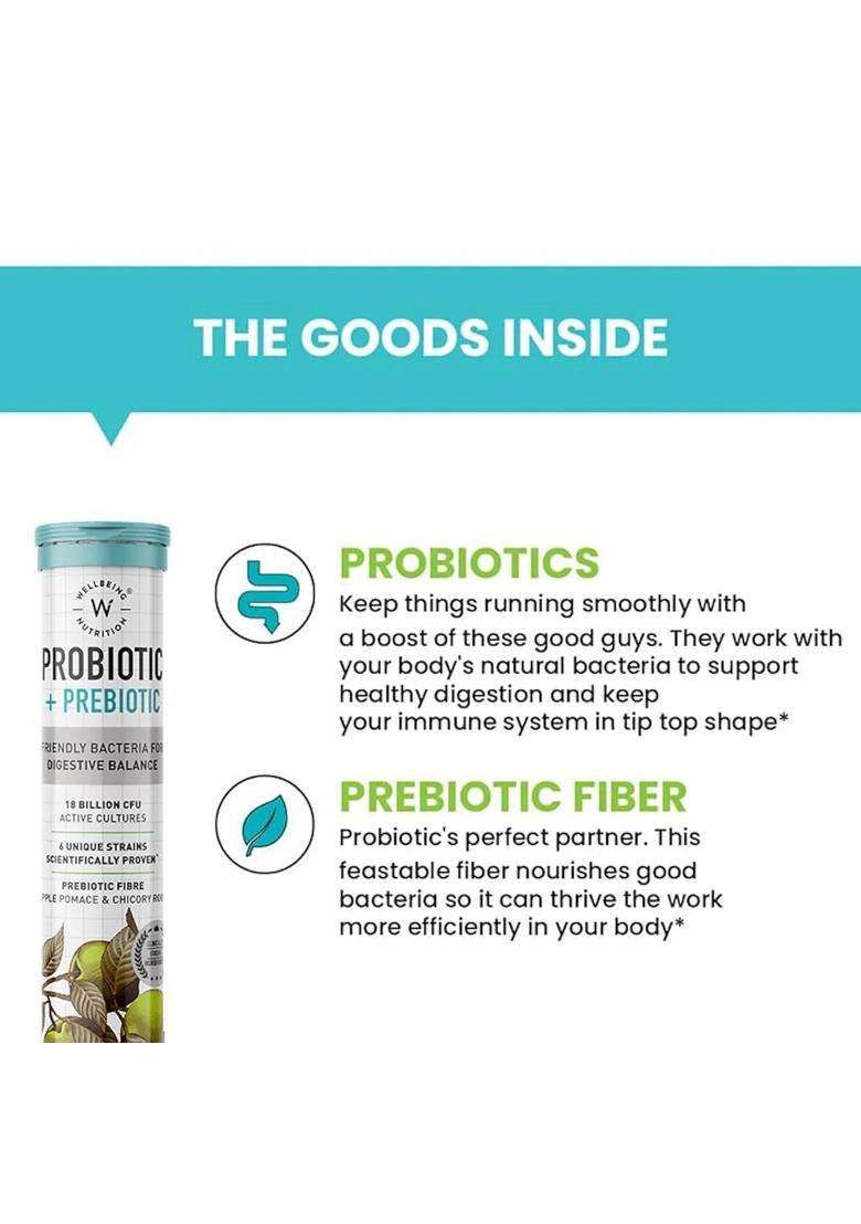 Wellbeing Nutrition Daily Probiotics + Prebiotics | Improve Metabolism, Acidity Relief, Digestion & Gut Health - Indya
