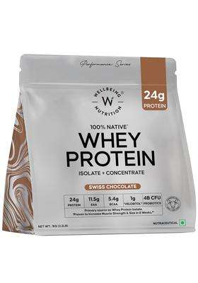 Wellbeing Nutrition Clean Whey Protein Isolate & Concentrate 1Kg Swiss Chocolate