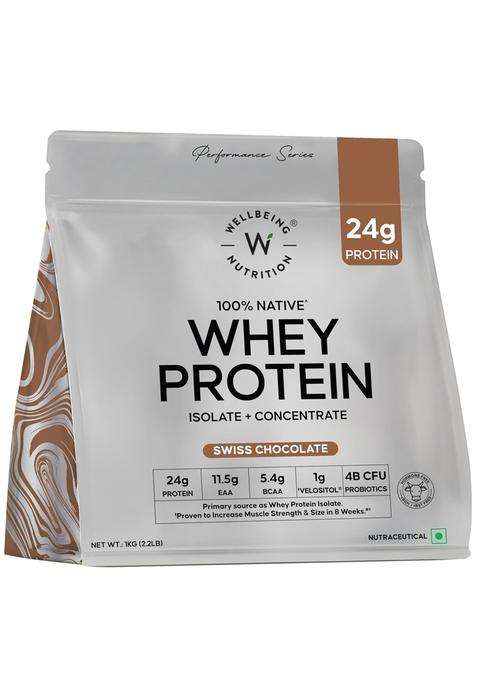 Wellbeing Nutrition Clean Whey Protein Isolate & Concentrate 1Kg Swiss Chocolate
