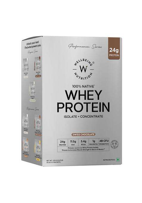 Wellbeing Nutrition Clean Whey Protein Isolate & Concentrate Swiss Chocolate 24g