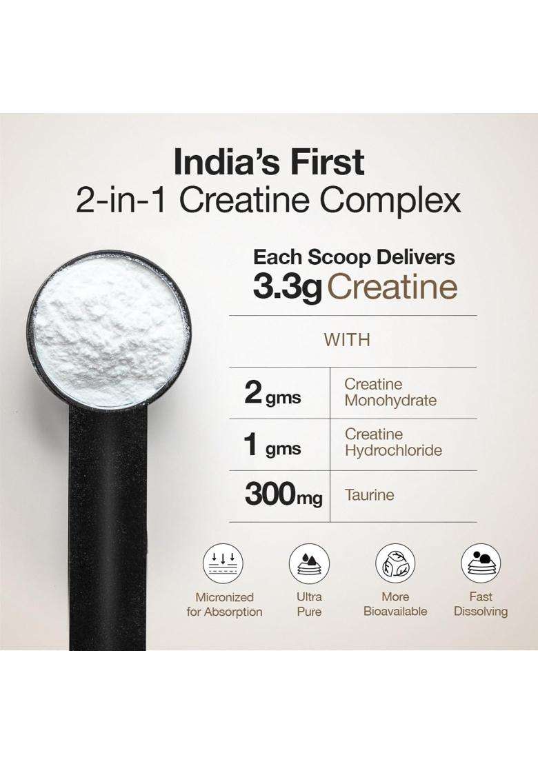 Wellbeing Nutrition 100% Pure Micronised Creatine Powder Monohydrate + HCL 100g | Taurine | For Muscle Strength & Recovery, Muscle Growth & Cognition - Indya