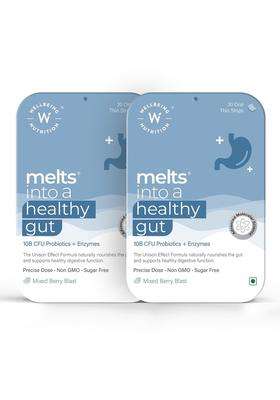 Wellbeing Nutrition Melts Healthy Gut (60 Oral Strips)To Curb Indigestion, Gas, Acidity And Bloating, Gut Health Supplement With 10 Billion Cfu