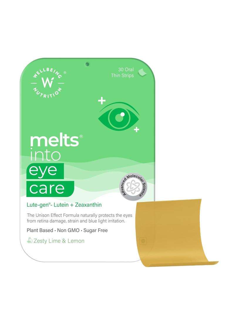 Wellbeing Nutrition Melts Eye Care supplement with Lutein 10mg, Zeaxanthin 2mg, Bilberry, Beetroot - Indya