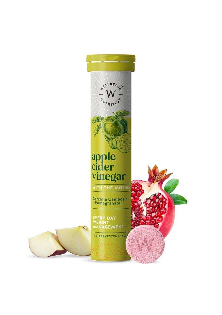 Wellbeing Nutrition Apple Cider Vinegar (ACV) for Weight Loss with Mother & Garcinia Cambogia, Pomegranate - Indya
