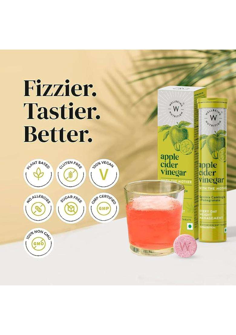 Wellbeing Nutrition Apple Cider Vinegar (ACV) for Weight Loss with Mother & Garcinia Cambogia, Pomegranate - Indya