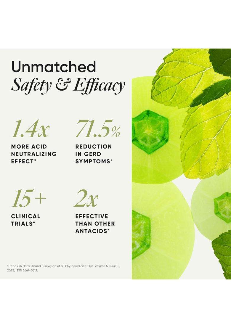 Wellbeing Nutrition Melts Acidity Relief | Clinically Proven Natural Antacid with Amla, Caraway, Fennel, Mint - Indya