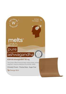 Wellbeing Nutrition Melts Pure Ashwagandha | Clinically Proven Organic KSM-66 Ashwagandha Natural Stress & Anxiety Relief | Extra Strength