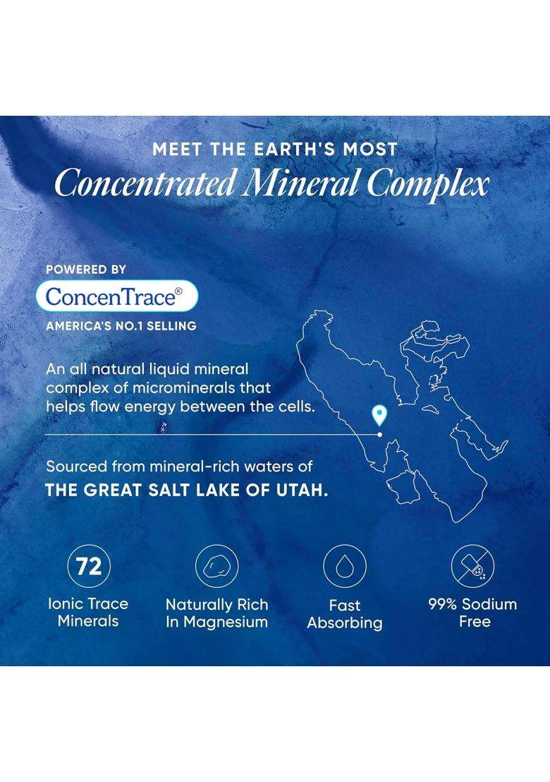 Wellbeing Nutrition Liquid Trace Minerals Drops with Concentrace 48 ml | Full Spectrum 70+ Ionic Minerals, Magnesium, Electrolytes | 40 servings - Indya