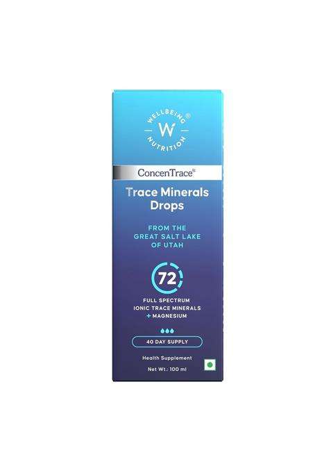 Wellbeing Nutrition Liquid Trace Minerals Drops with Concentrace 48 ml | Full Spectrum 70+ Ionic Minerals, Magnesium, Electrolytes | 40 servings