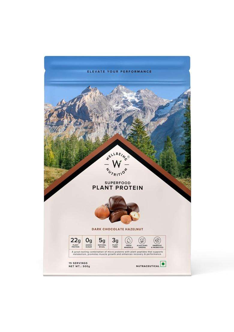 Wellbeing Nutrition Organic Vegan Plant Protein Isolate 22g | 22g Protein, 5g Bcaa, 3B CFU Probiotics, Enzymes, 3g Fiber, 5 Alkalizing Greens - Indya
