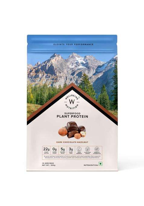 Wellbeing Nutrition Organic Vegan Plant Protein Isolate 22g | 22g Protein, 5g Bcaa, 3B CFU Probiotics, Enzymes, 3g Fiber, 5 Alkalizing Greens