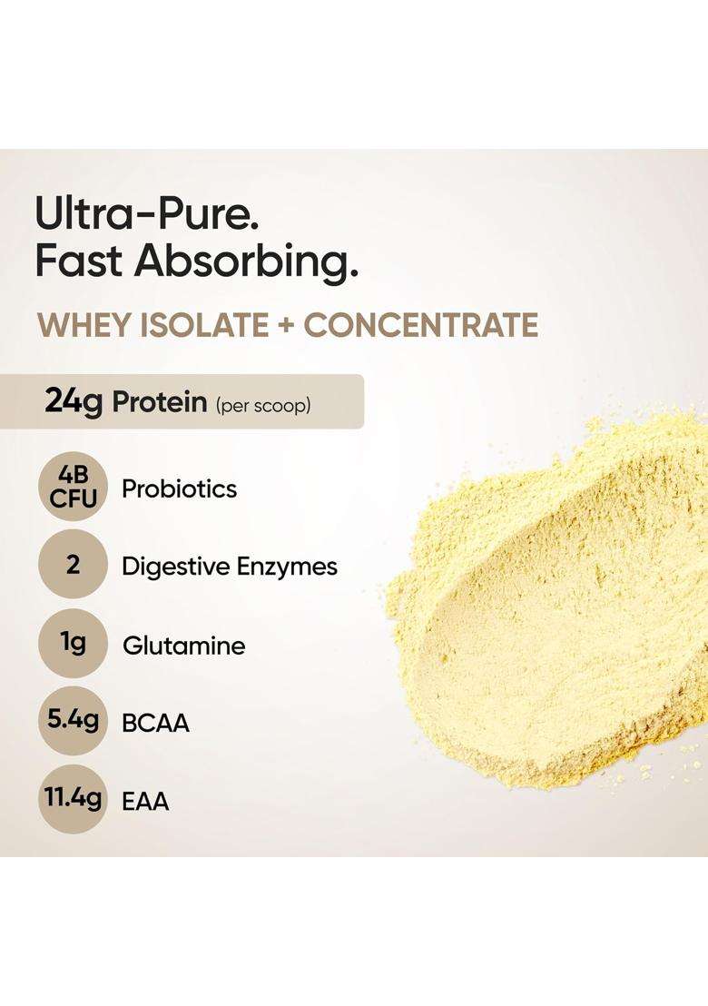 Wellbeing Nutrition Clean Whey Protein Isolate & Concentrate 1Kg Kesar Pista Badam - Indya