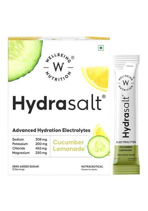 Wellbeing Nutrition HydraSalt Electrolyte Drink With Zero Added Sugar 90 g (Pack of 15)