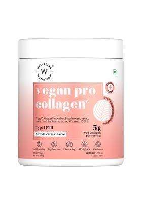Wellbeing Nutrition Vegan Pro Collagen Peptides Supplement For Skin And Hair 5 g | 100% Plant Based 5 g Collagen, Mixed Berries, 200 g,Powder
