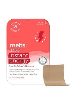 Wellbeing Nutrition Melts Instant Energy, 100% Plant Based Green Tea Caffeine, Essential Electrolytes and Vitamins for Endurance, Sports Hydration