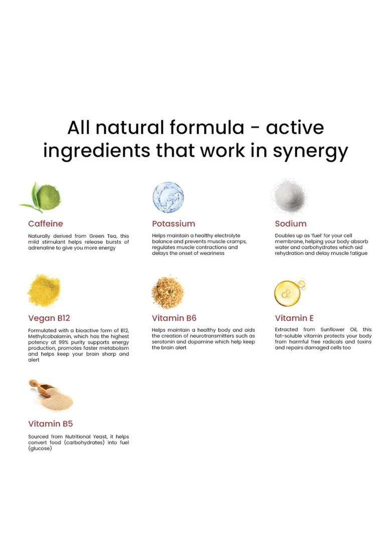 Wellbeing Nutrition Melts Instant Energy, 100% Plant Based Green Tea Caffeine, Essential Electrolytes and Vitamins for Endurance, Sports Hydration - Indya