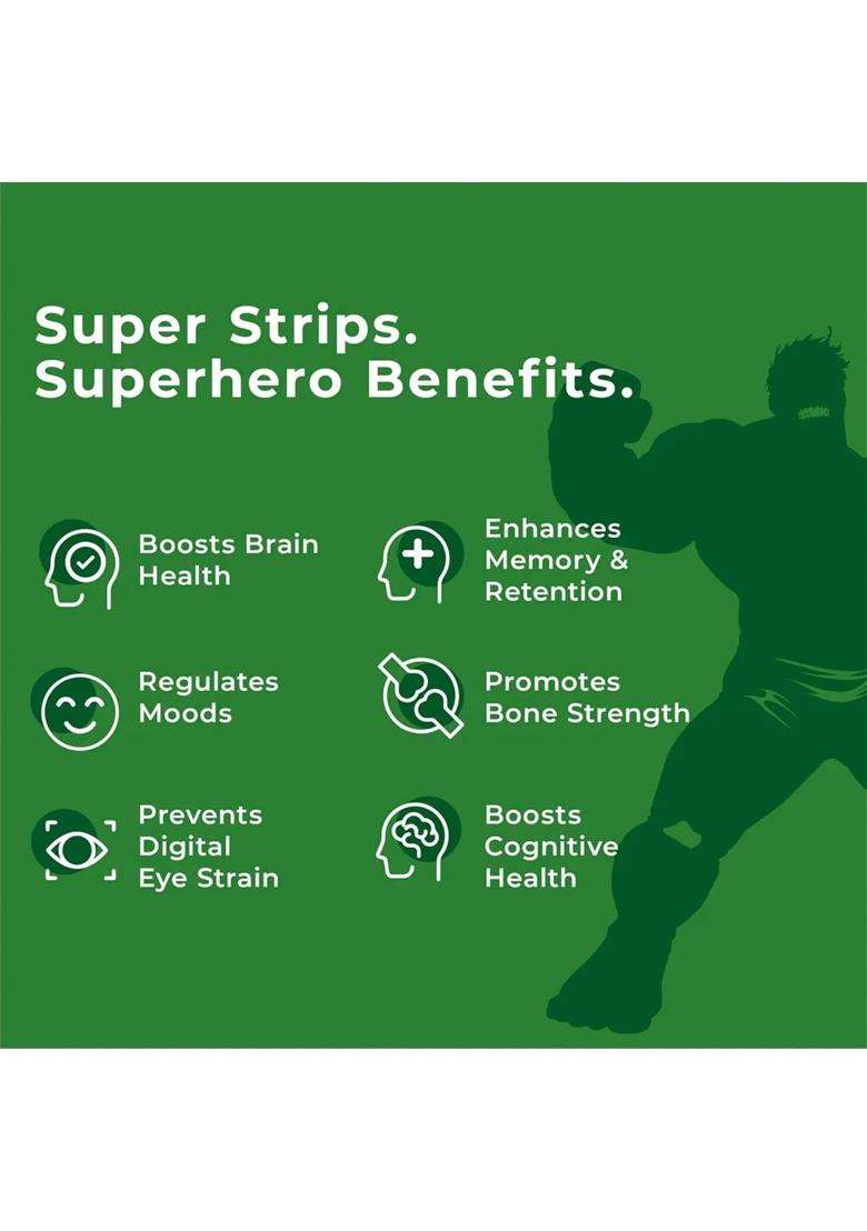 Wellbeing Nutrition Marvel Melts Vegan Omega 3 EPA & DHA for Kids | Lutein, Vitamin E | Supports Brain Development, Concentration, Eye & Heart Health - Indya
