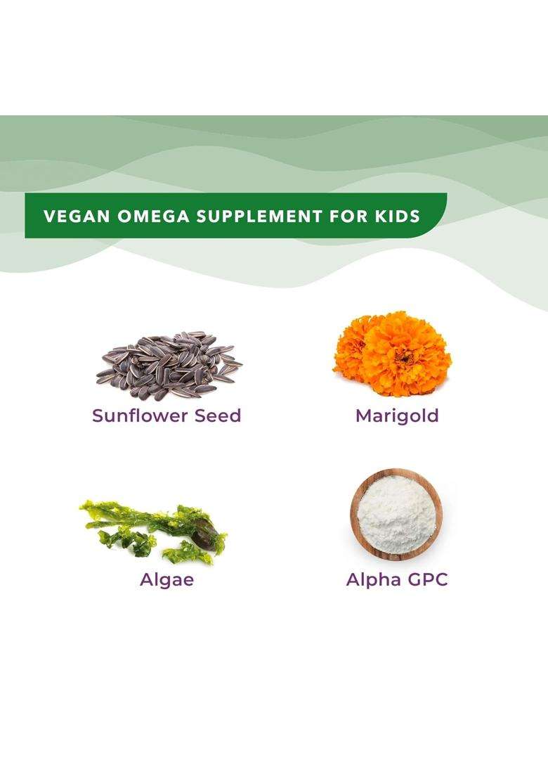 Wellbeing Nutrition Marvel Melts Vegan Omega 3 EPA & DHA for Kids | Lutein, Vitamin E | Supports Brain Development, Concentration, Eye & Heart Health - Indya