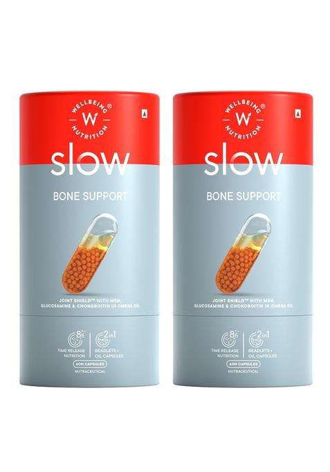 Wellbeing Nutrition Slow Bone & Joint Support Capsule for Men and Women 60 Capsules (Pack of 2) | Bone & Joint Vitamin Supplement