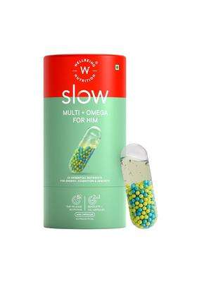 Wellbeing Nutrition Slow Multivitamin + Omega 3 for Men with Probiotics, B-Complex, Ginseng, 23 Vitamins & Minerals, 15 Antioxidants 60 Veg Capsules
