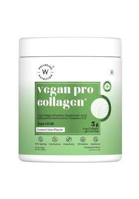 Wellbeing Nutrition Vegan Pro Collagen Peptides Supplement for Skin and Hair 5 g | 100% Plant Based 5 g Collagen, Lemon Lime, 200 g