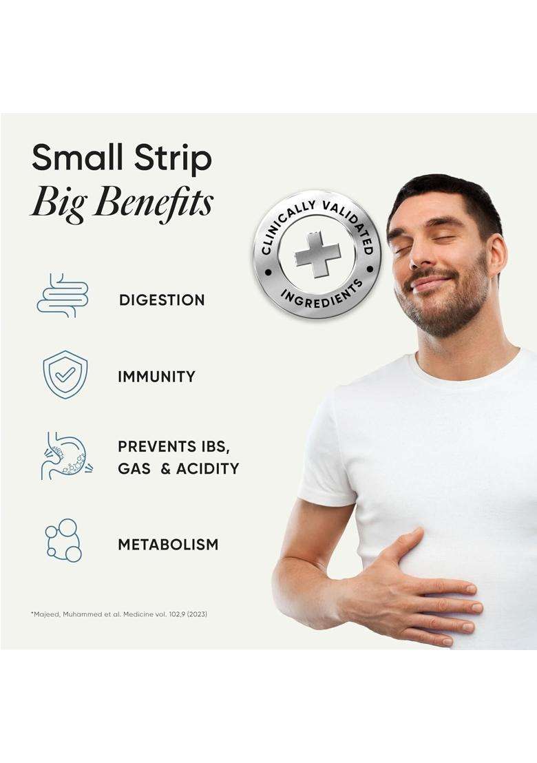 Wellbeing Nutrition Melts Healthy Gut | 10B CFU Probiotics, Digestive Enzymes, FOS - Indya