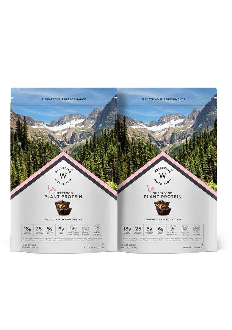 Wellbeing Nutrition Organic Vegan Plant Protein Powder for Women 4g | Chocolate Peanut Butter - Indya