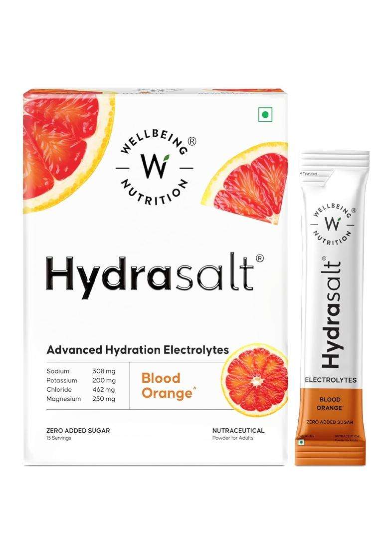 Wellbeing Nutrition HydraSalt Electrolyte Drink with Zero Added Sugar 90g (Pack of 15) - Indya