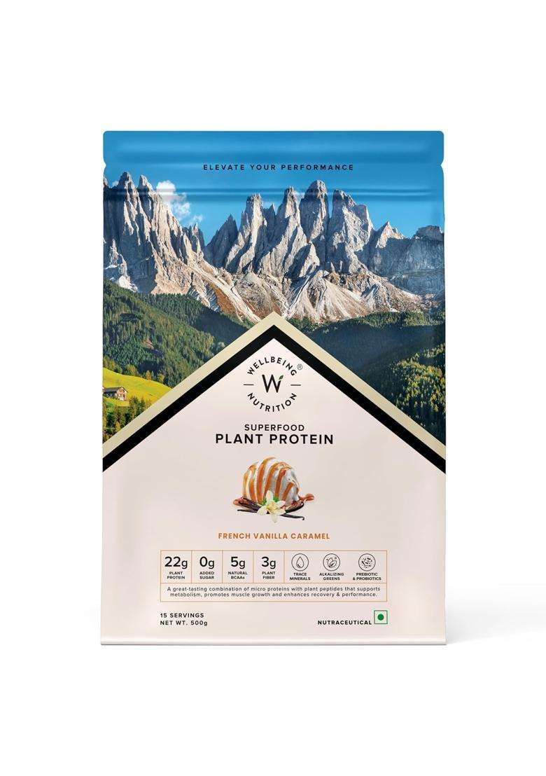 Wellbeing Nutrition Organic Vegan Plant Protein Isolate 22g | 22g Protein, 5g Bcaa, 3B CFU Probiotics, Digestive Enzyme, 3g Fiber, Alkalizing Green - Indya